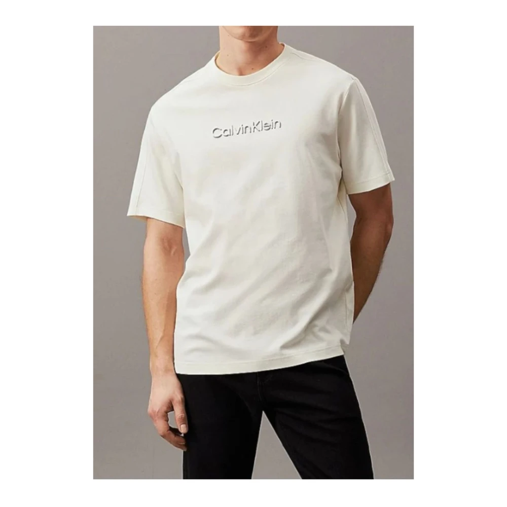Calvin Klein Schaduw reliëf logo tee Beige Heren