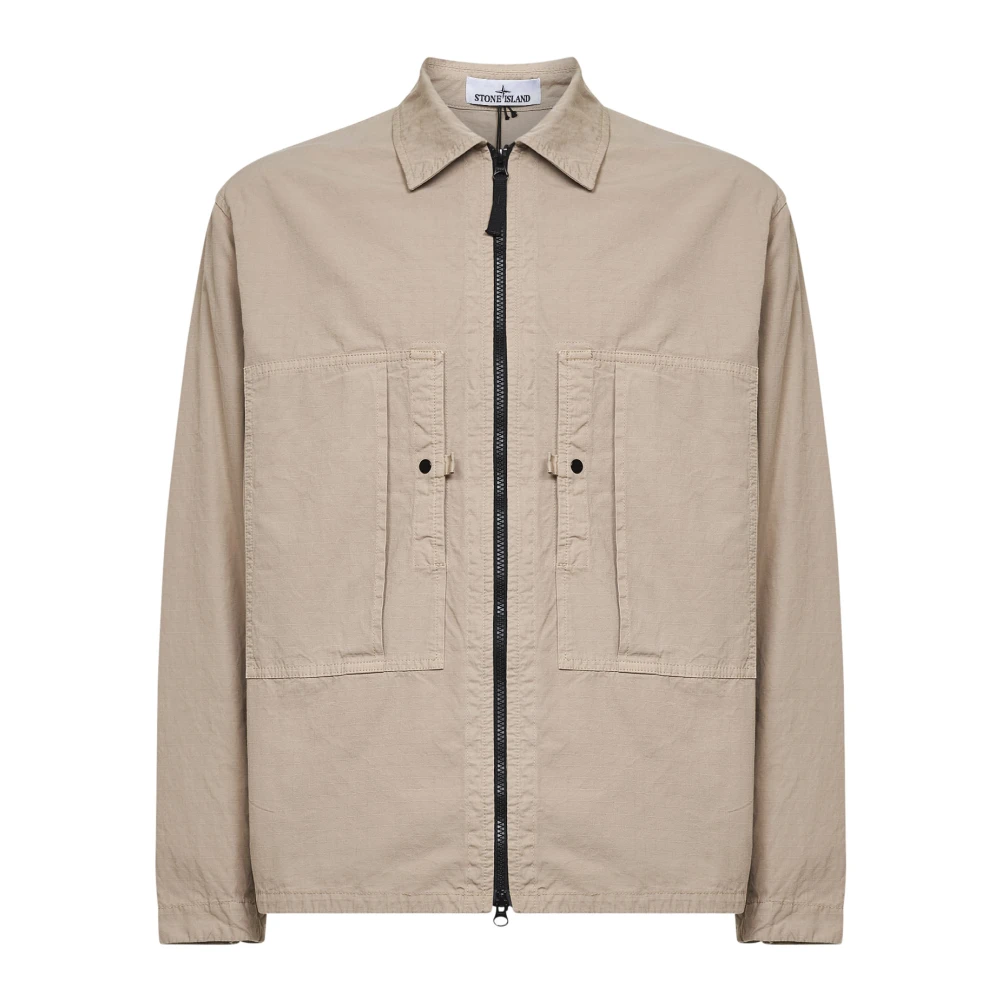 Stone Island Beige Casual Shirts, Male, L, Shirts
