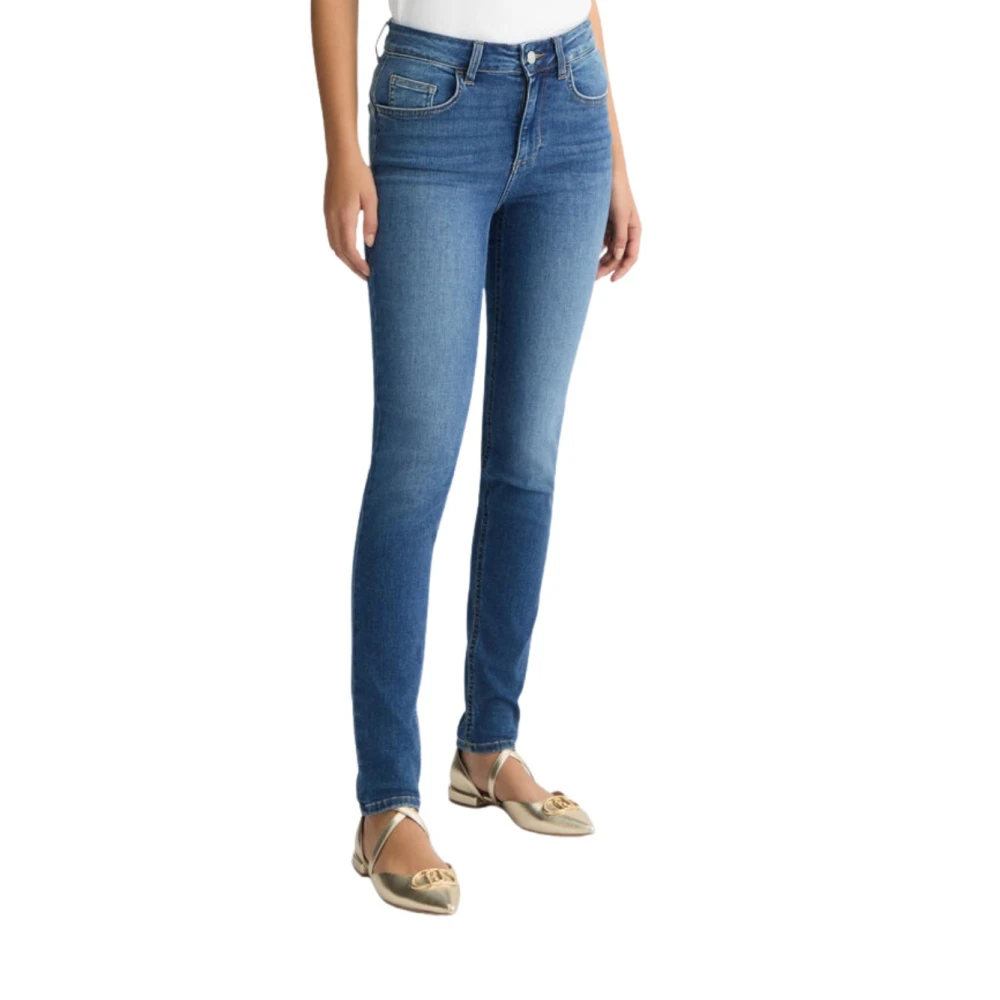 Liu Jo Hoge taille skinny jeans met strass Blue Dames
