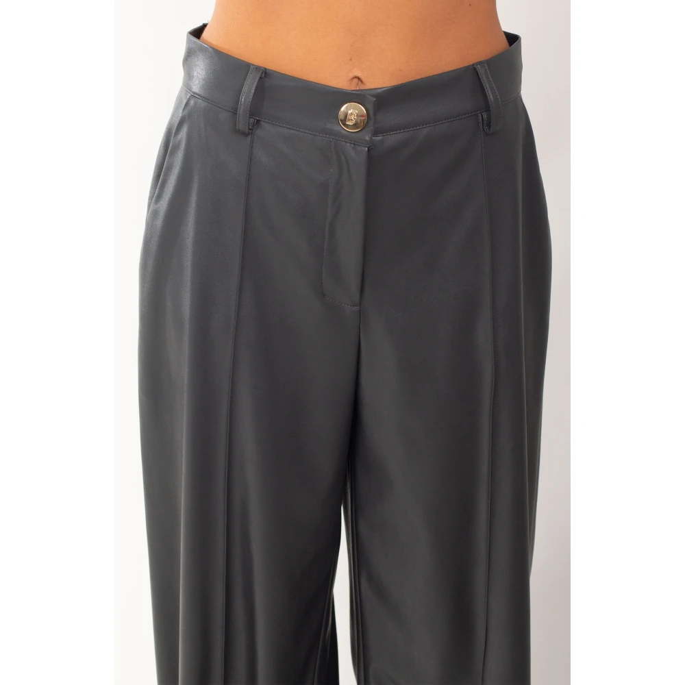 Babylon Wijde Eco-Leren Broek in Grigio Gray Dames