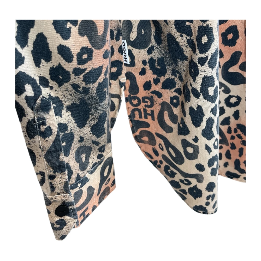 Hugo Boss Leopard Print Boyfriend Shirt Oversized Blouse Multicolor Dames
