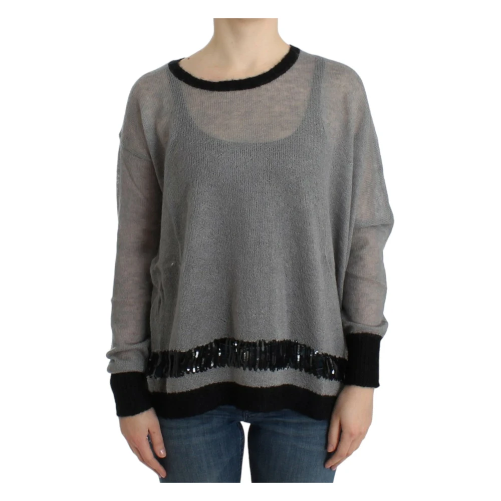 Costume National Women's Gray Embellished Asymmetric Sweater