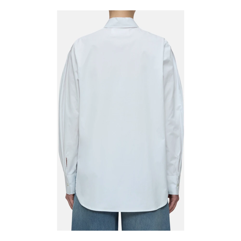 closed Popeline overhemd met mouwvouwdetail White Dames