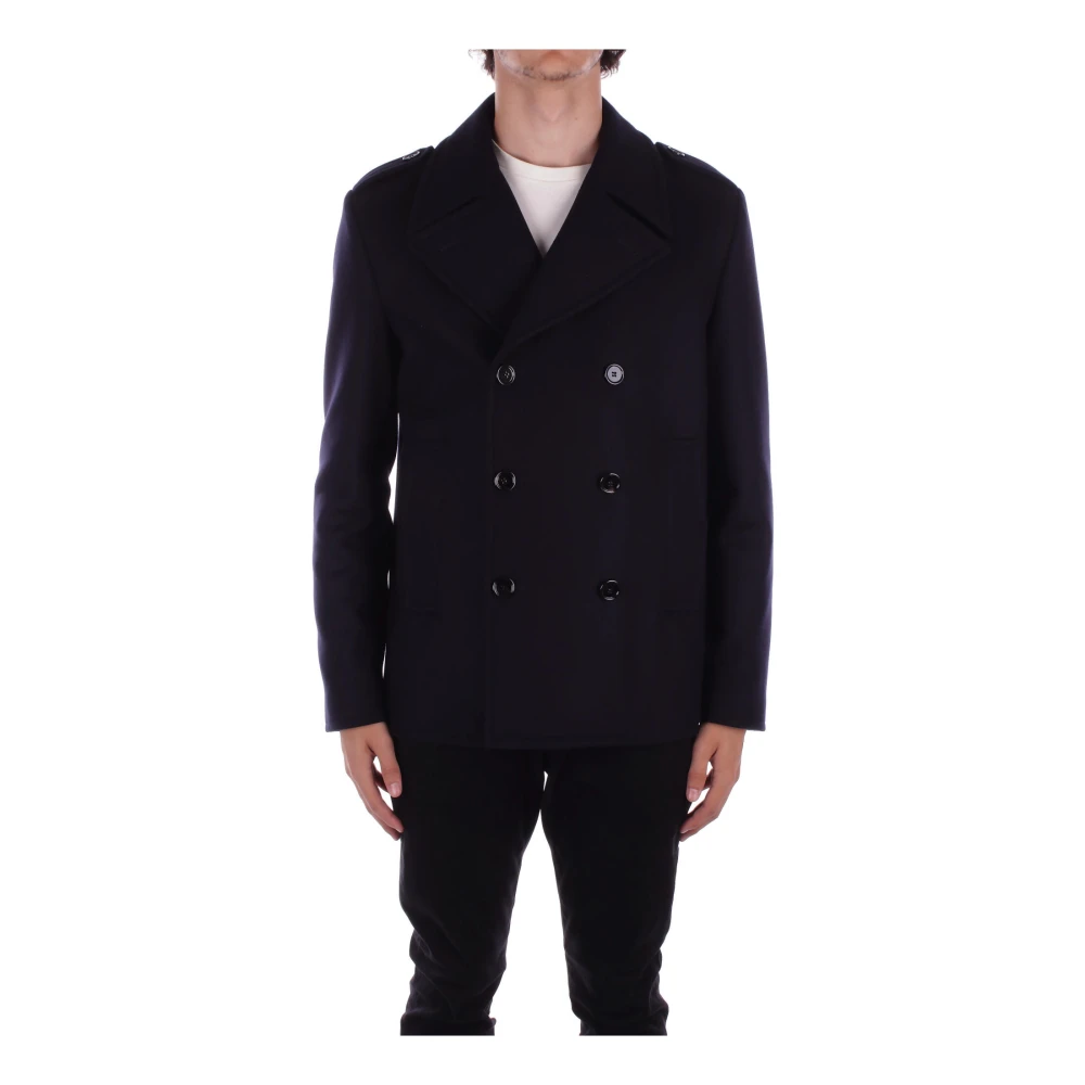 Dondup Blauwe Wol Kasjmier Jas Blue Heren