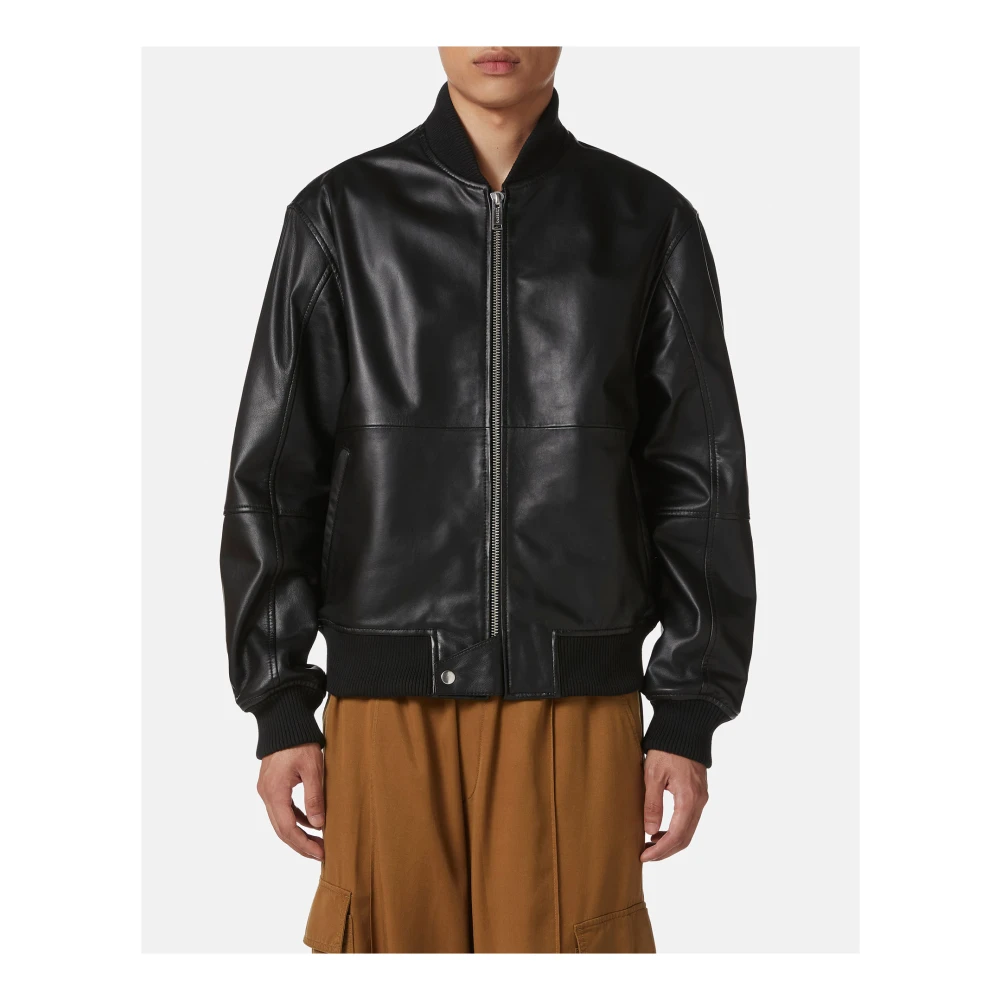 Iceberg Zwarte nappa jas met schaduwbehandeling en logo Black Heren
