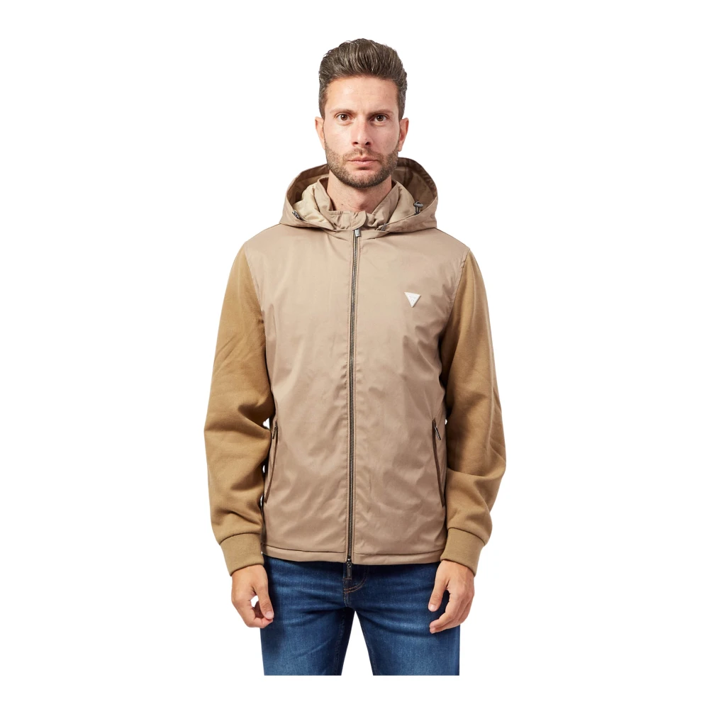 Guess Beige Winddichte Hoodie Jas Beige Heren