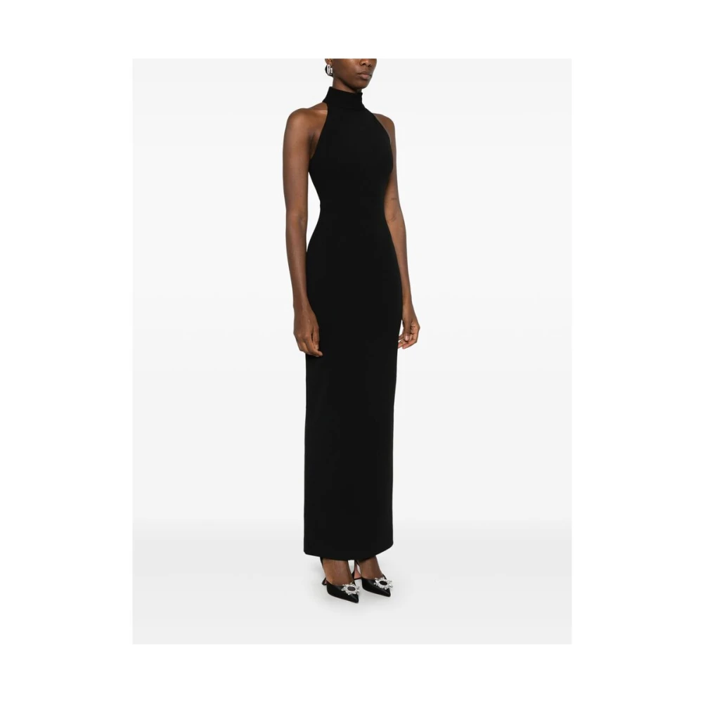 Solace London Zwarte Halternek Mouwloze Lange Jurk Black Dames