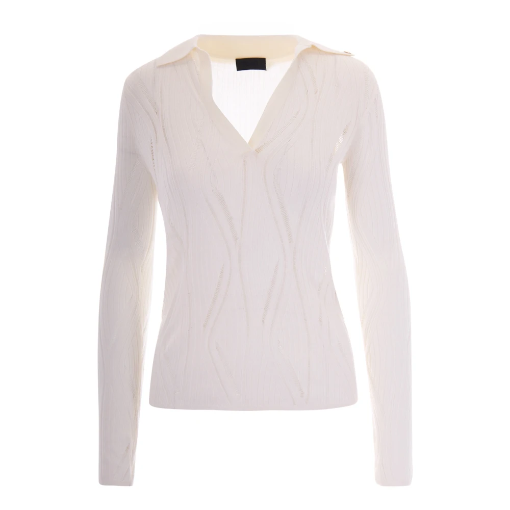 Liu Jo Women's Beige V-Neck Knitwear, L, Virgin Wool Jumper