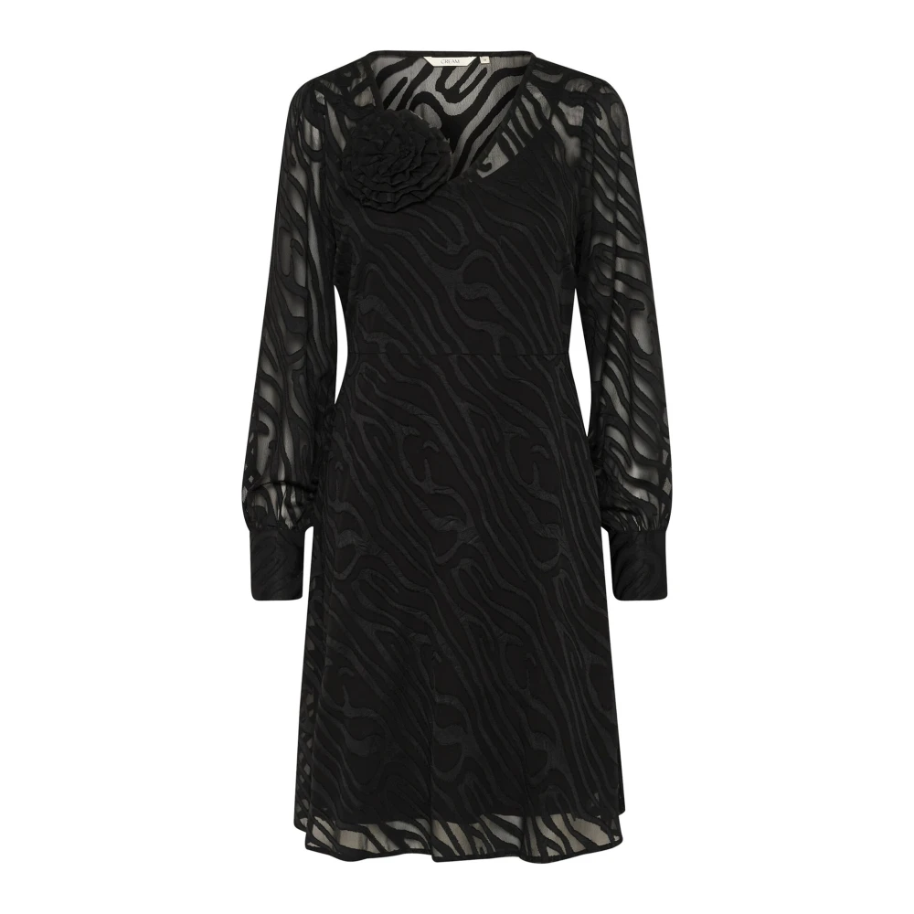 Cream Zwarte dierenprint jurk Cryana stijl Black Dames