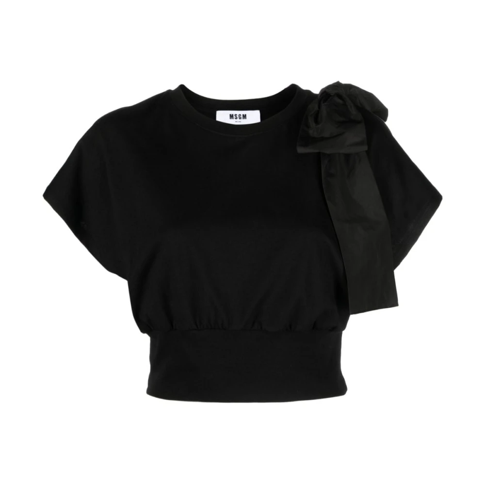 Msgm Zwarte Oversize Strik T-shirt Black Dames