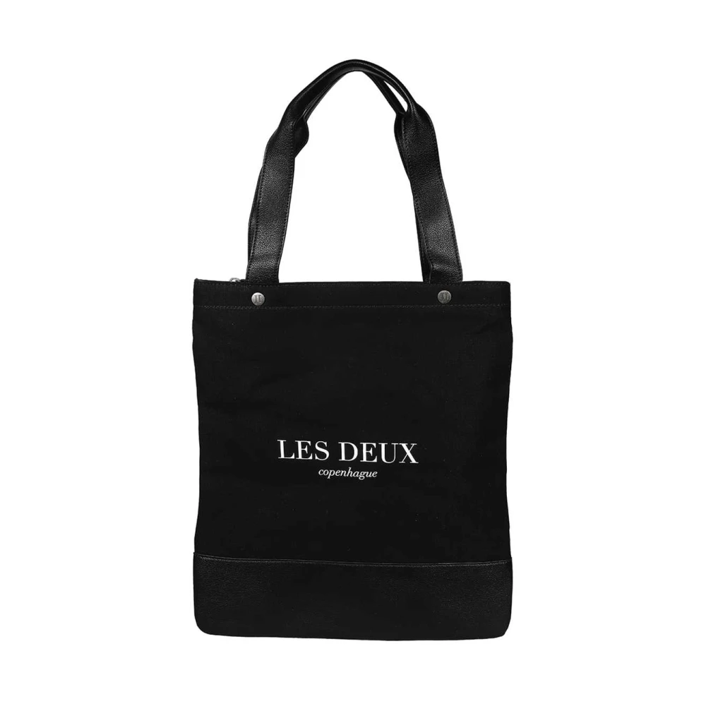 Les Deux Canvas Tote Bag met Ritssluiting Black Heren