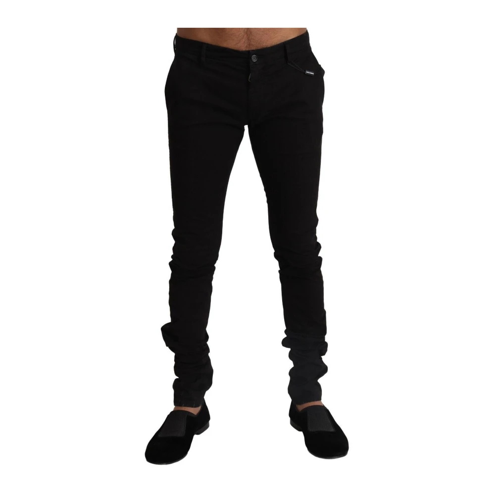 Dolce & Gabbana Men's Black Skinny Cotton Stretch Trousers