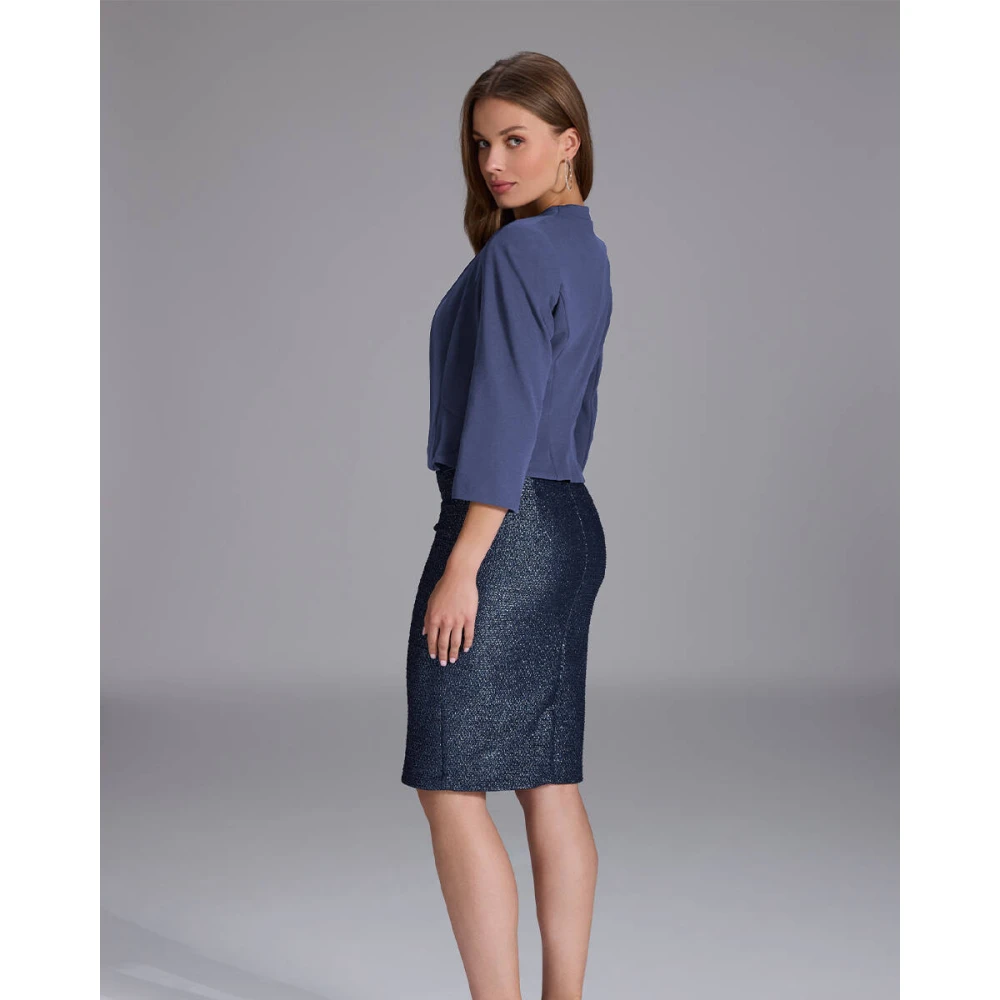 Swing Getailleerde Jersey Crepe Jas Blue Dames