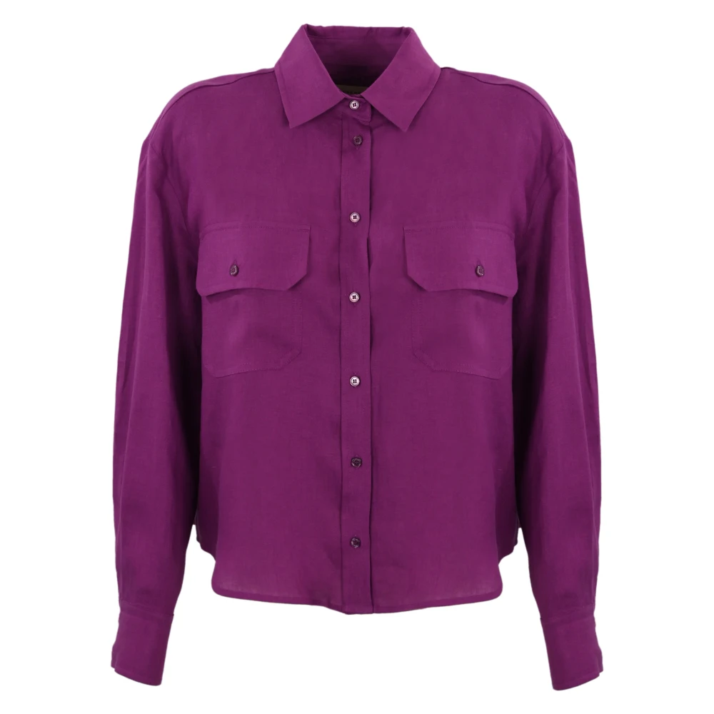 Max Mara Weekend Linnen Overhemd met Zakken Purple Dames