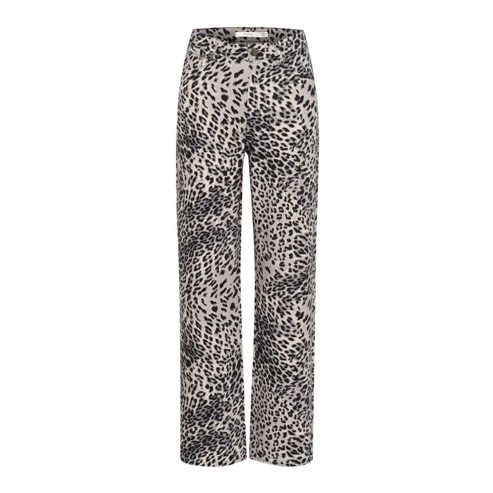 Gestuz Wide Leg Jeans met Luipaardprint Brown Dames