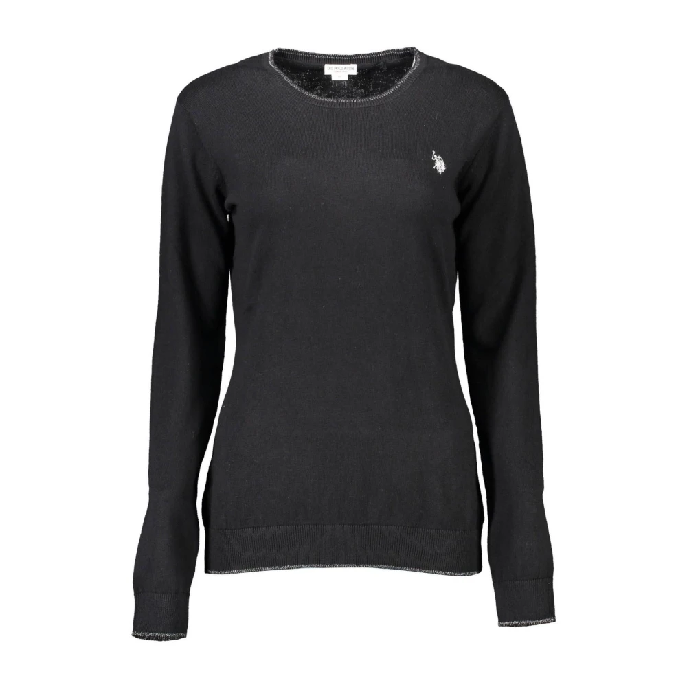 U.s. Polo Assn. Vrouw Zwart Katoenmix Crew Neck Gebreide Top