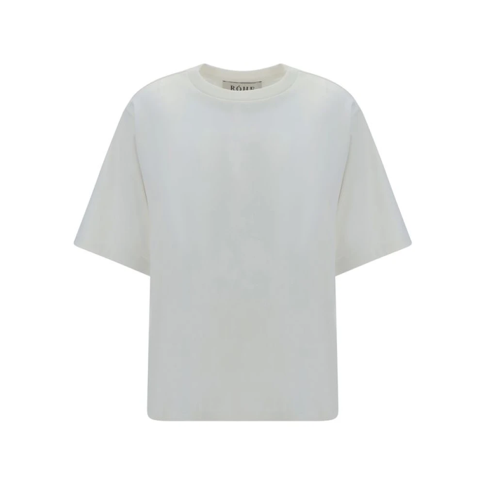Róhe Katoenen Geribbeld T-shirt Monochroom Oversized Pasvorm White Dames
