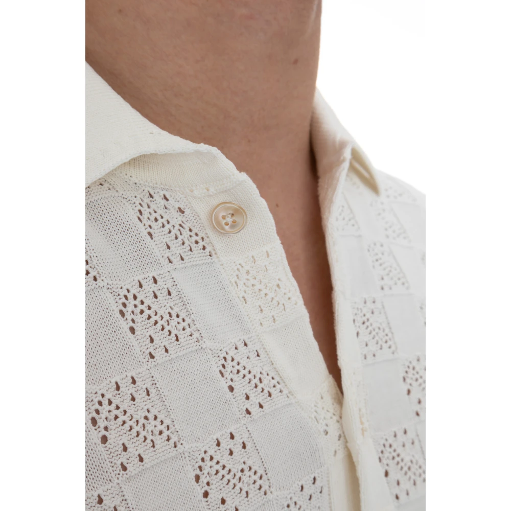 Eleventy Crème Knoopshirt Exclusieve Stof Beige Heren