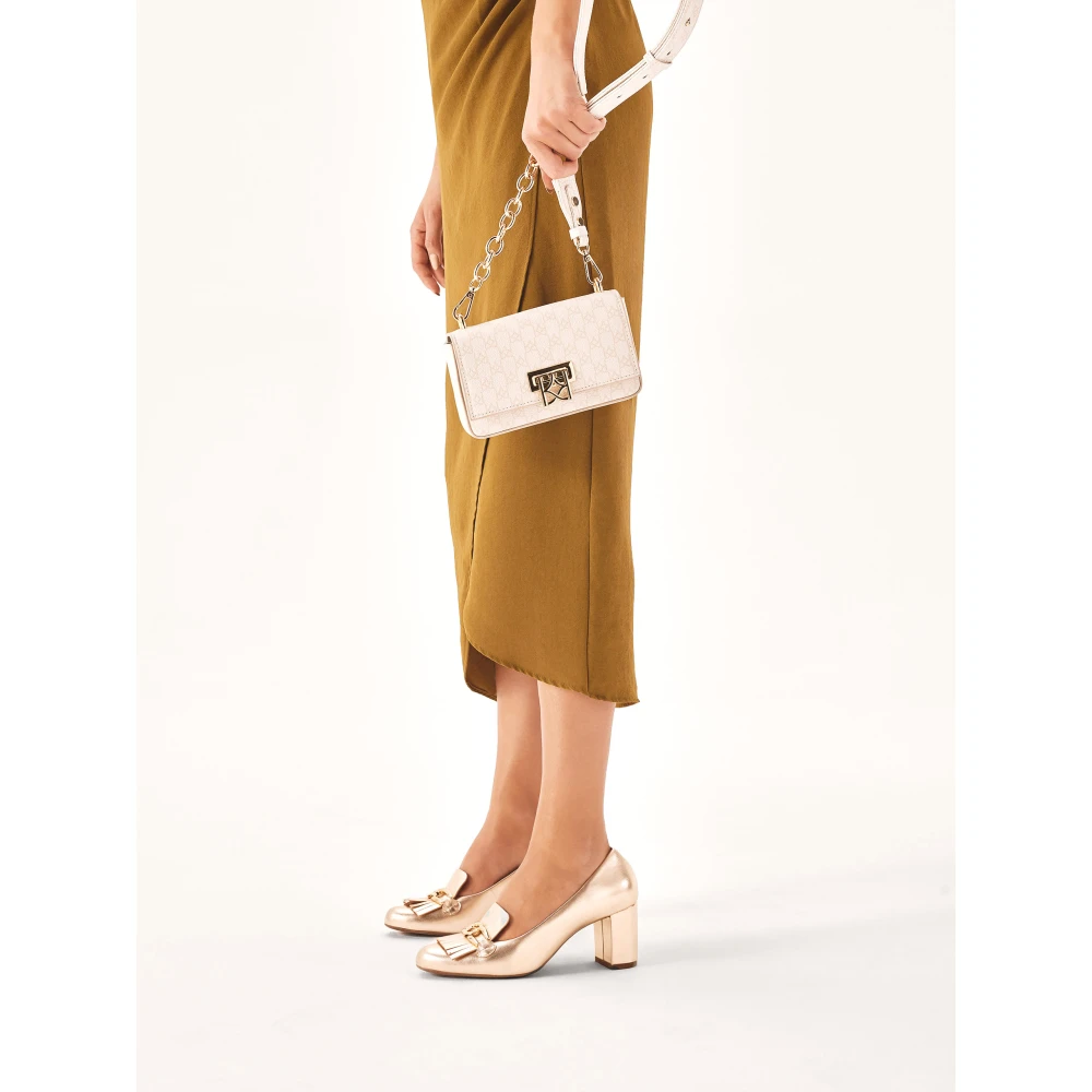 Kazar Gestreepte riemtas met ketting White Dames