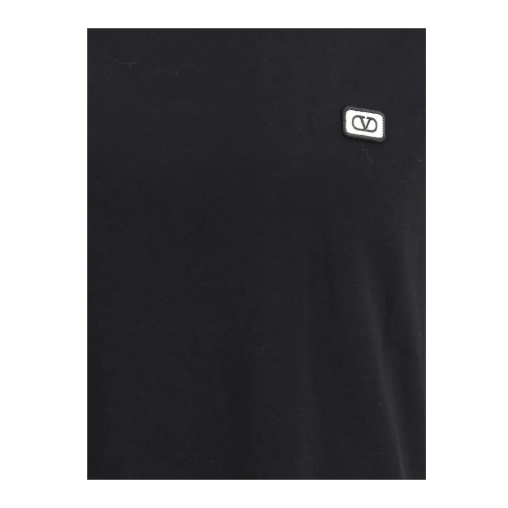 Valentino Iconische Logo Patch Katoenen T-Shirt Blue Heren