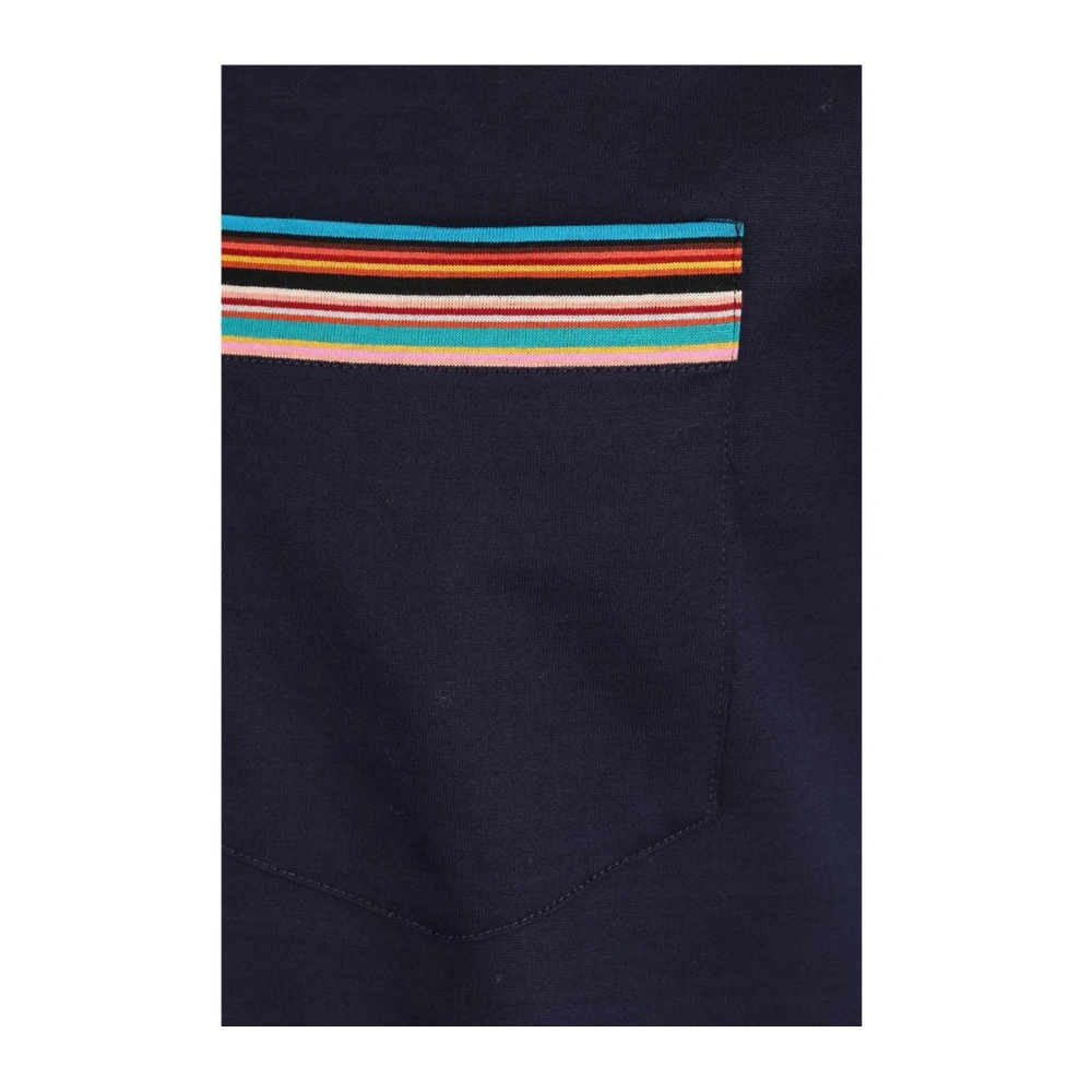 PS By Paul Smith Geribbelde Crew Neck Katoenen T-shirt Blue Heren