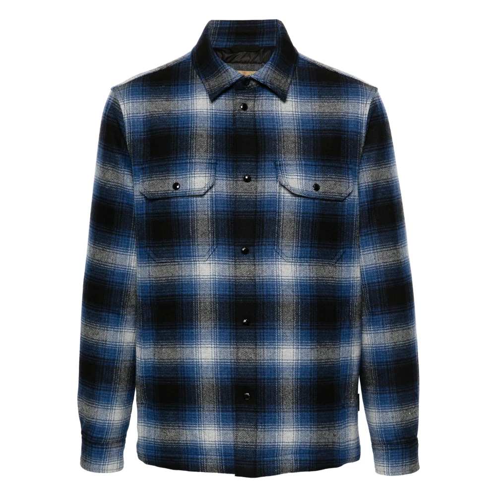Woolrich Geruite Licht Jack Blauw Mannen Blue Heren