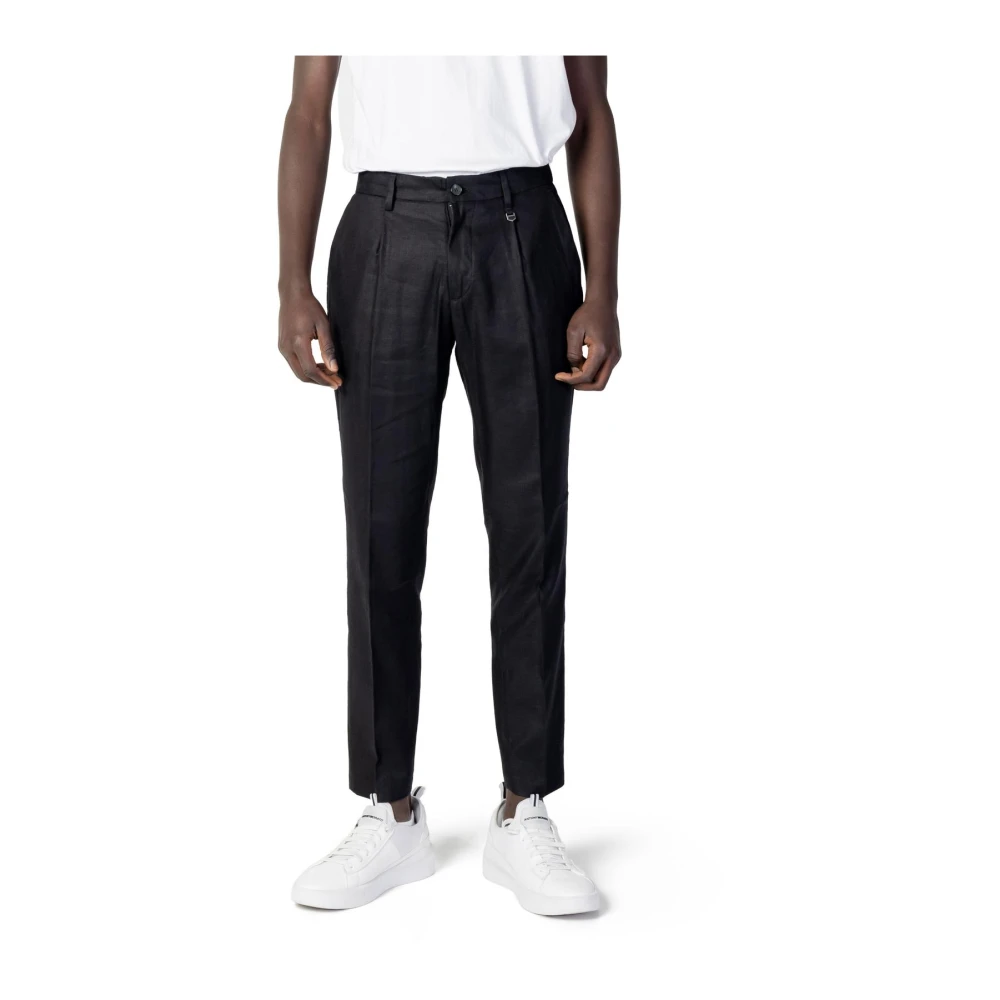 Antony Morato Zwarte Linnenmix Geplooide Broek Black Heren