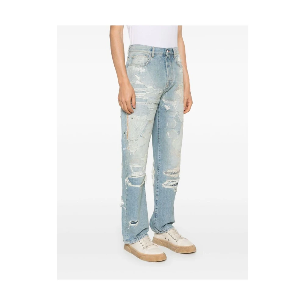 Amiri Lichtblauwe Versleten Denim Jeans Blue Heren