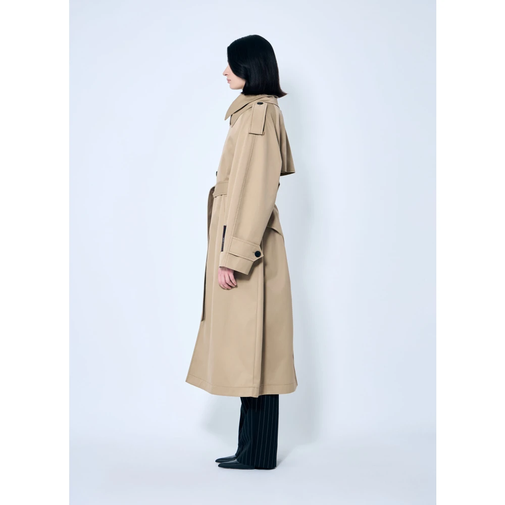 Jean Paul Gaultier Logo Patch Trench Coat Beige Dames
