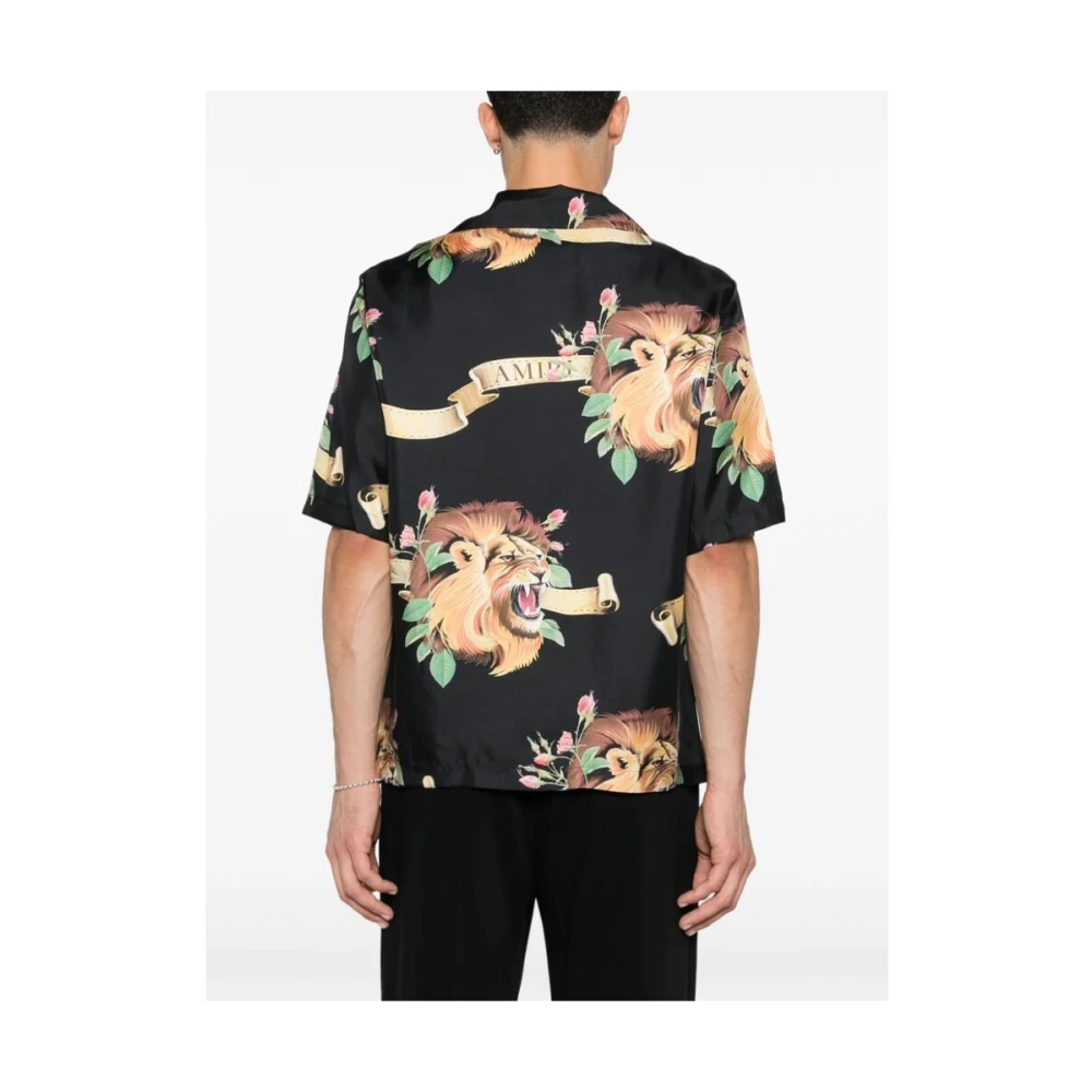 Amiri Zijden Shirt met Leeuw & Bloemenprint Multicolor Heren