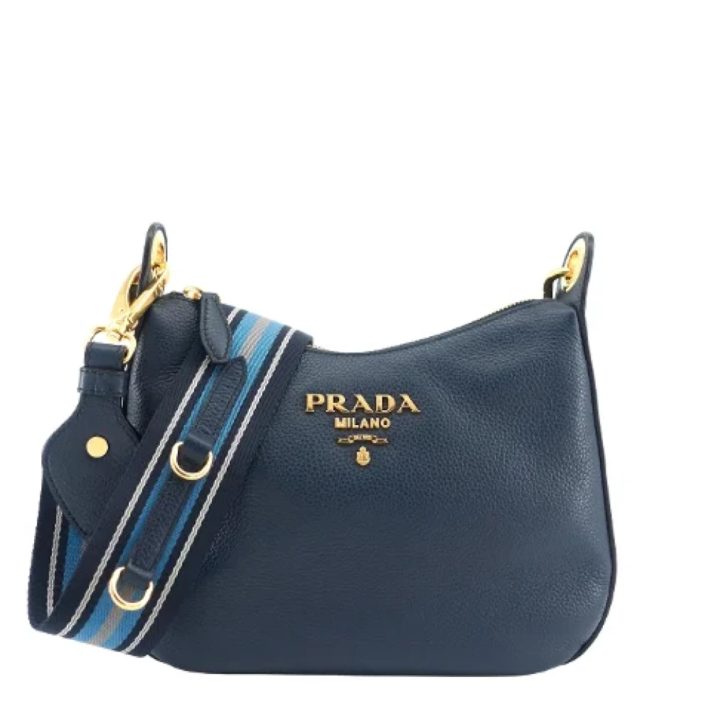 Prada Vintage Pre-owned Leather crossbody-bags Blue Dames
