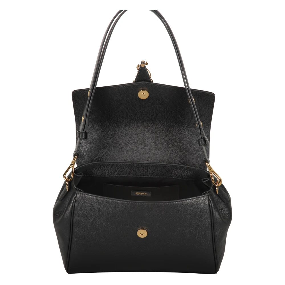 Versace Crossbody Tas van Kalfsleer met Klep Black Dames