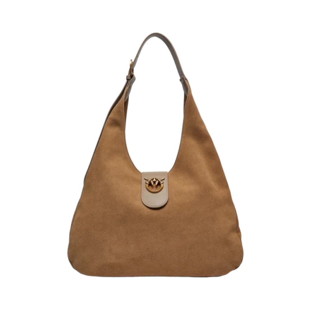 Pinko Beige Leren Schoudertas Gemaakt in China Brown Dames