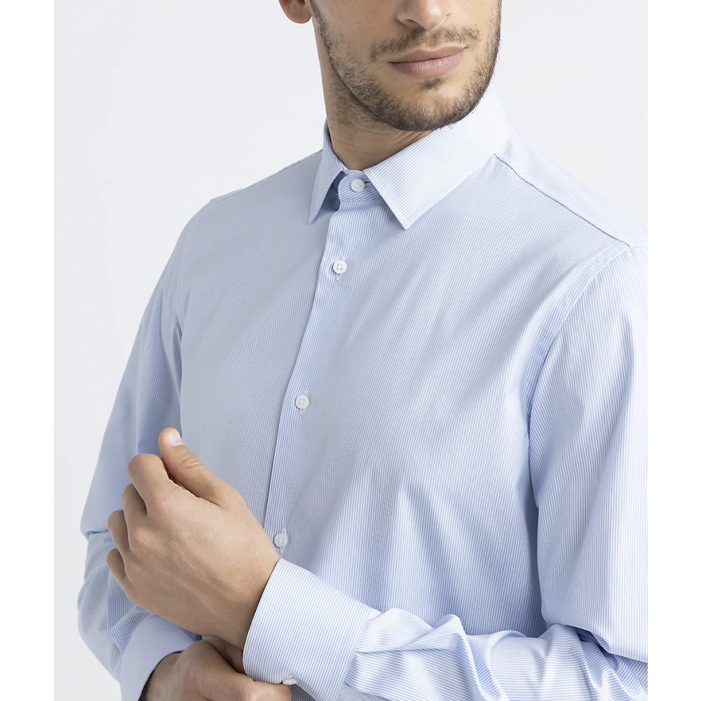 PESERICO Katoenen popeline overhemd Blue Heren