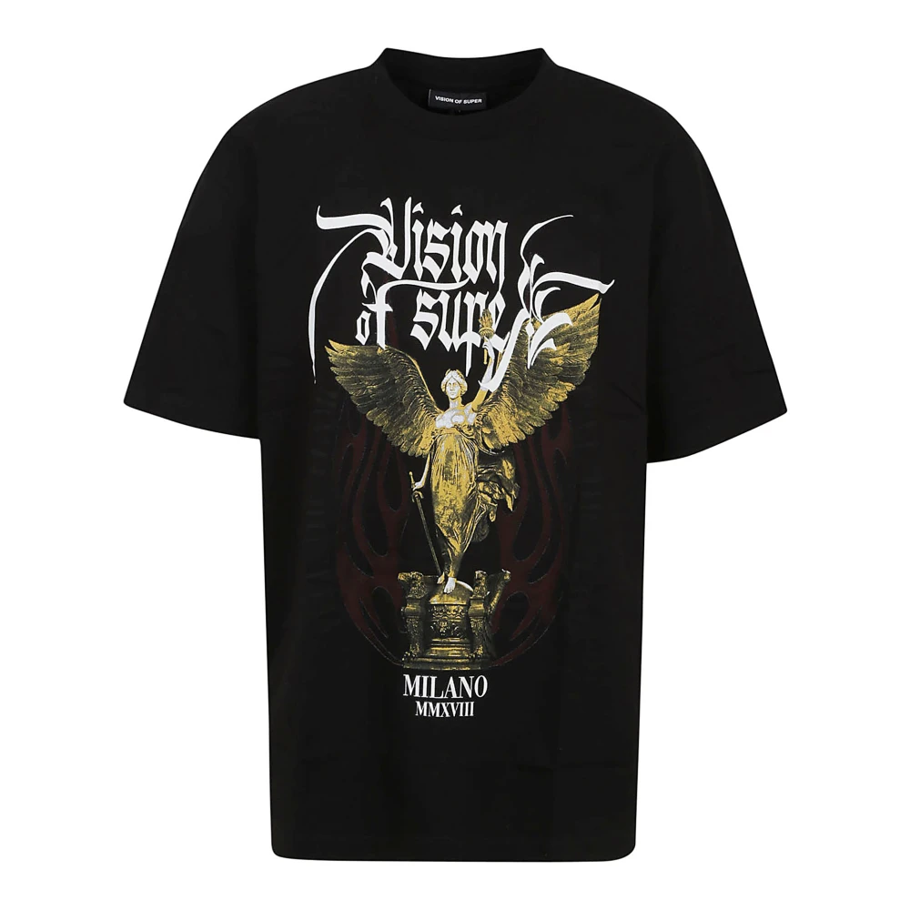 Vision OF Super Zwart T-shirt met Rock Mather grafische print Zwart Heren