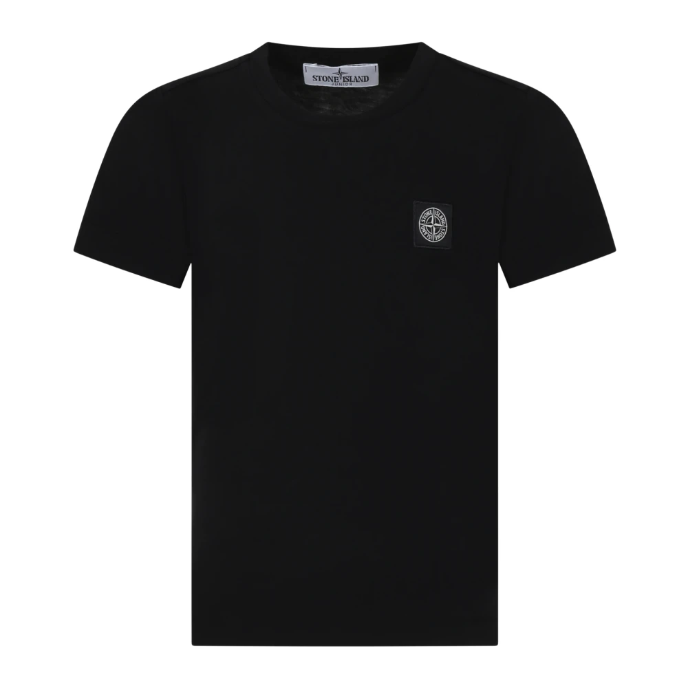 Stone Island Black Crew Neck T-Shirt - Male - Kids Short Sleeve T-Shirts - 8 Y - Kids