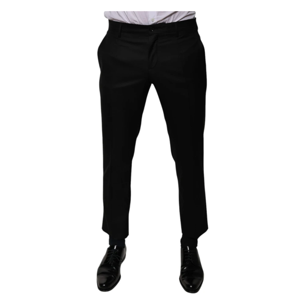 Dolce & Gabbana Men's Black Wool Tapered Dress Pants