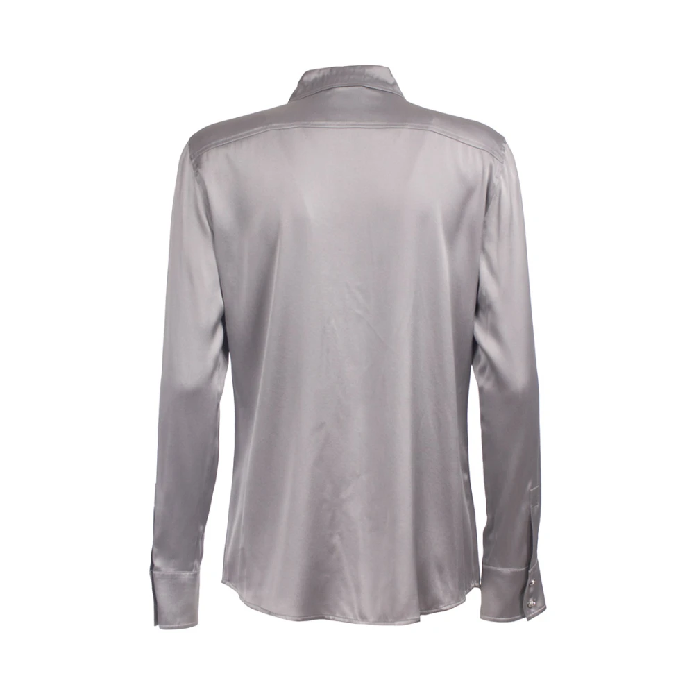 Max Mara Studio Zijden overhemd met juweelknopen Gray Dames