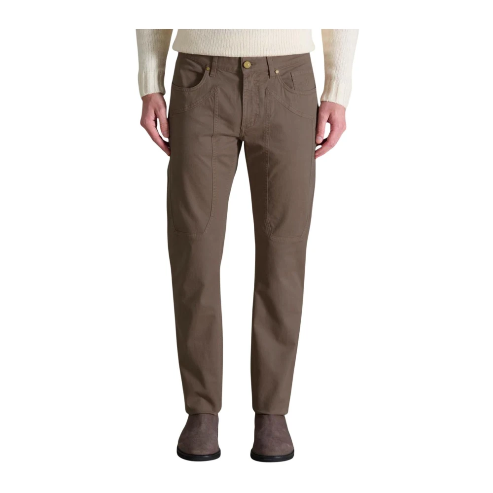 Jeckerson Men's Brown Chinos, W30, Zip And Button Trousers With Pockets