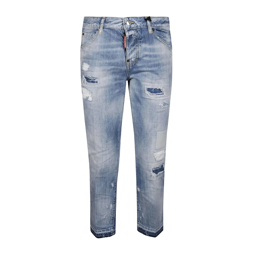 Dsquared2 Gedistresseerde Korte Jeans Blue Dames
