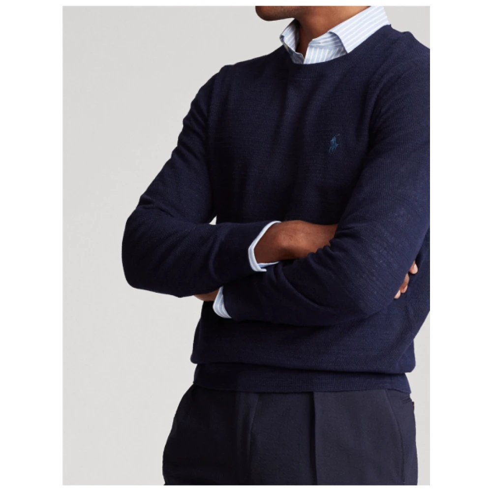 Polo Ralph Lauren Gestructureerde Ronde Hals Trui Blue Heren