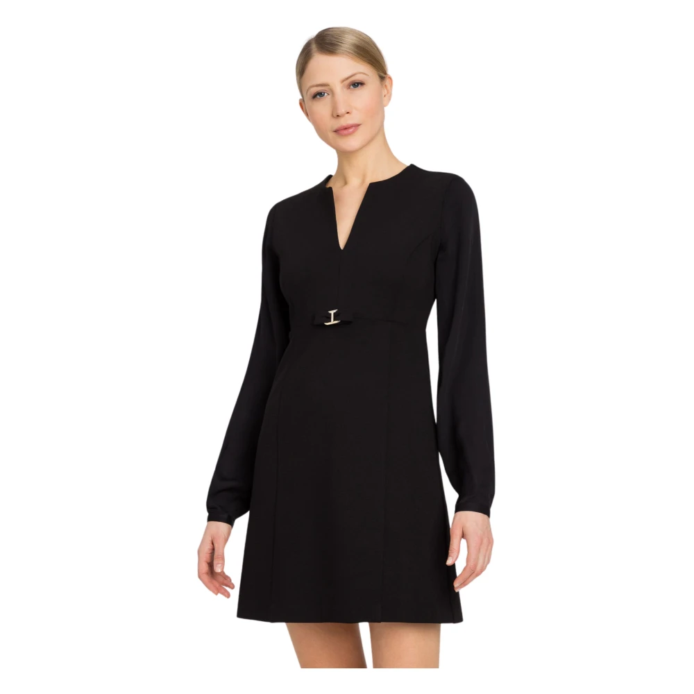 Twinset Zwarte jurk in viscosemix Black Dames