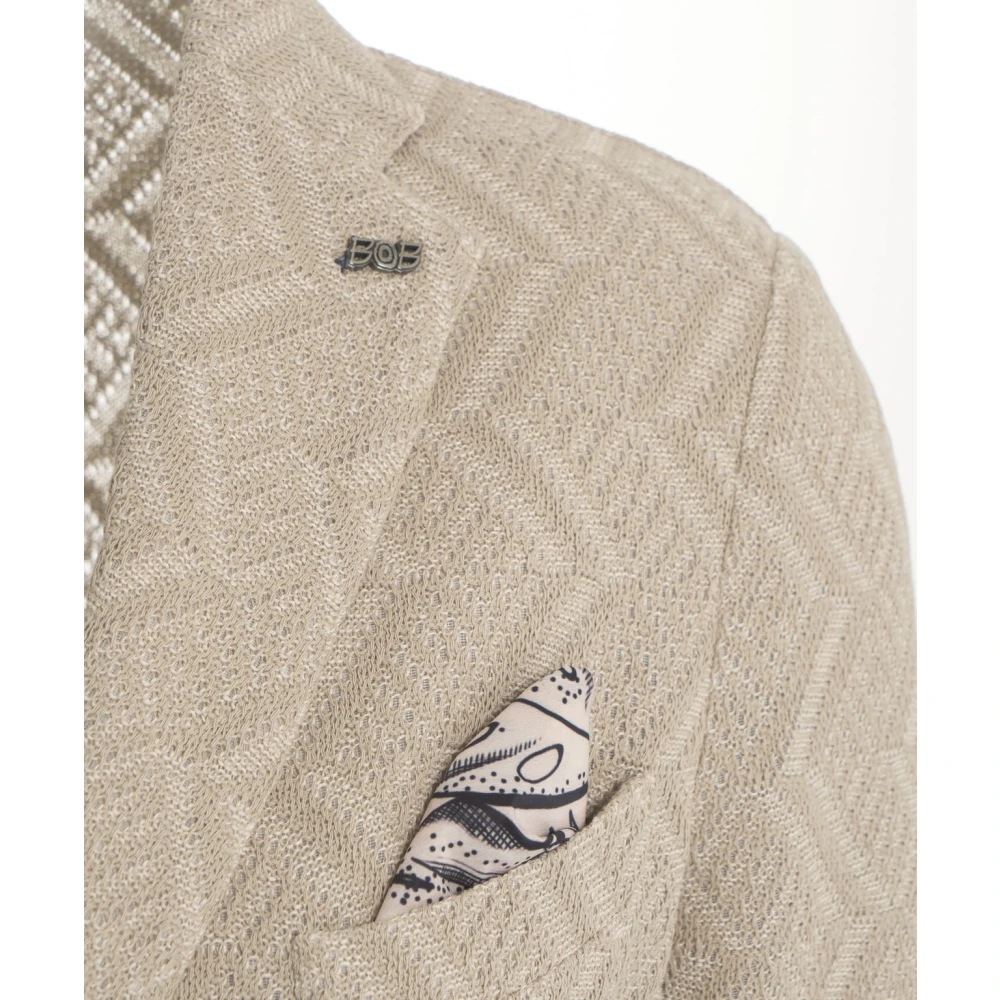 BOB Stijlvol Beige Crochet-Look Blazer Beige Heren