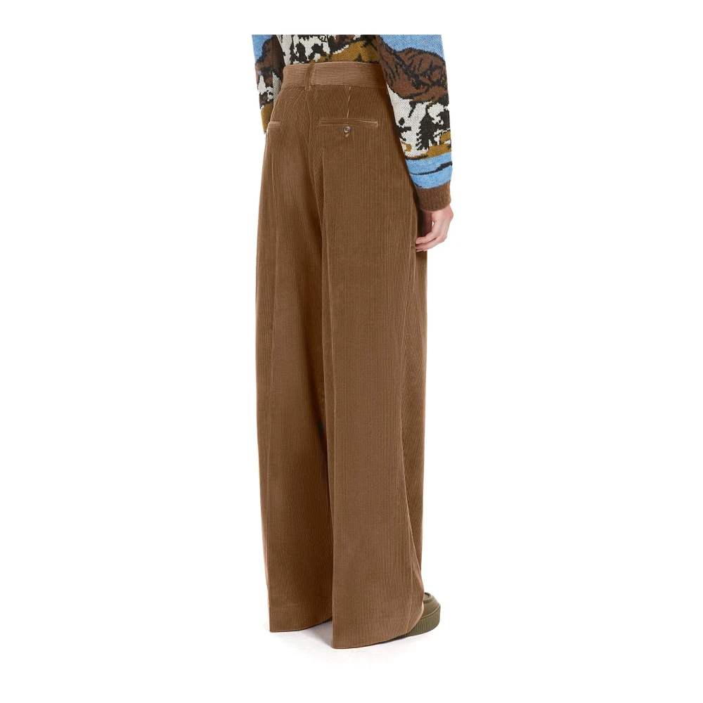 Max Mara Wijde Pijp Fluwelen Broek Brown Dames