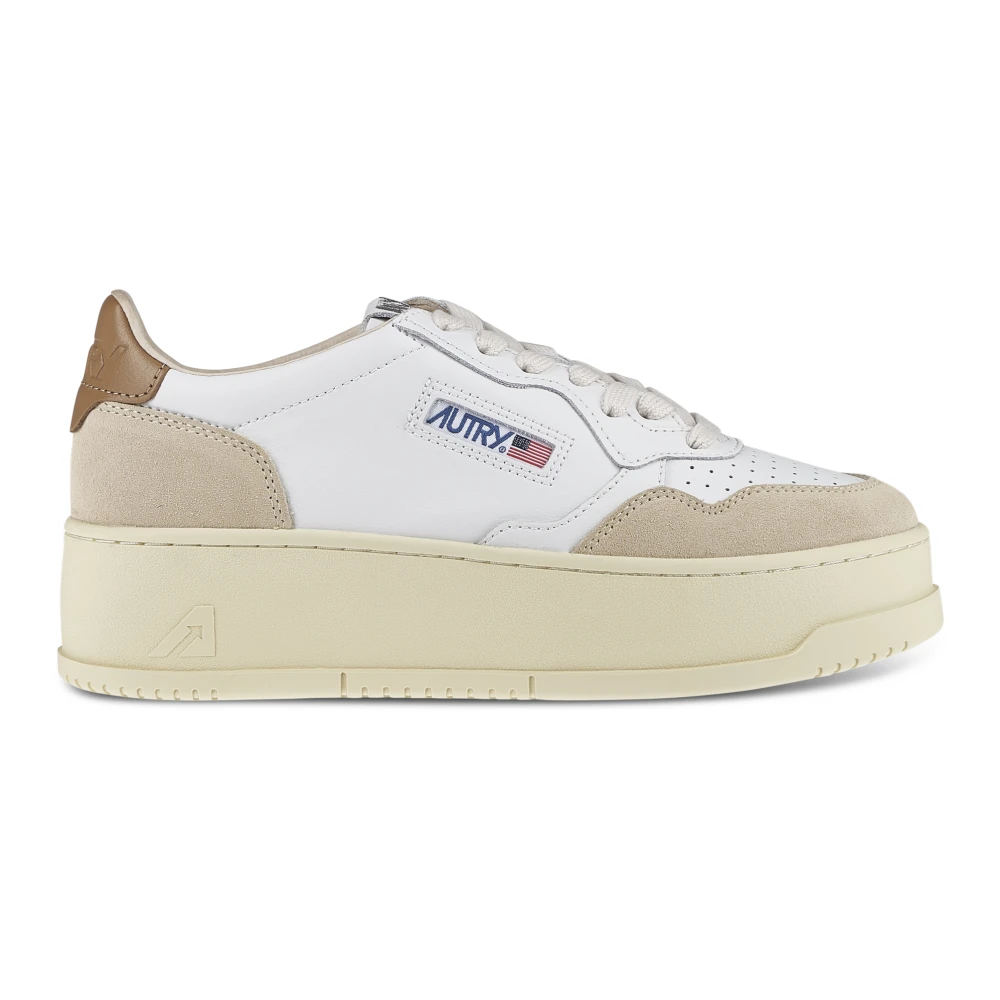 Autry Women's White Sneakers,, Low Platform Trainers Size 8 Uk