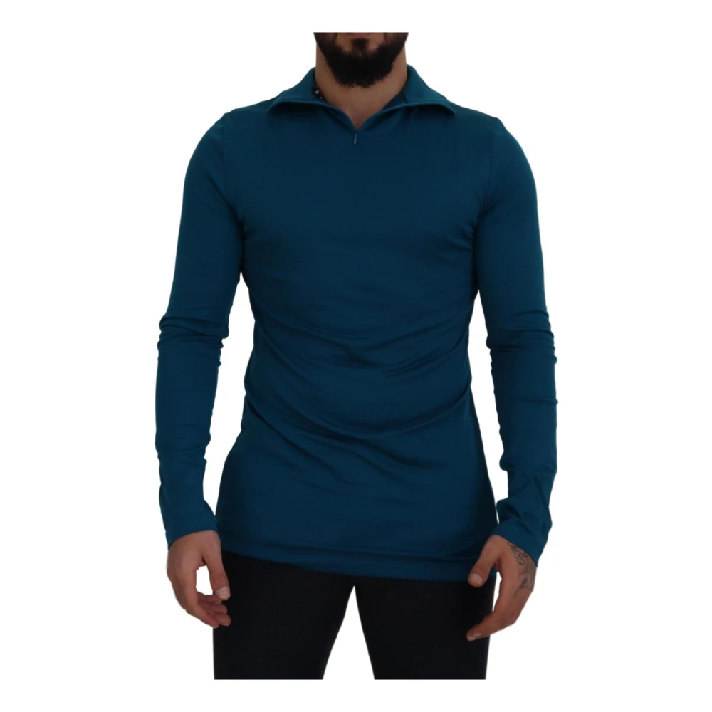 Dolce & Gabbana Men's Blue Collared Pullover Jumper T-Shirt Medium