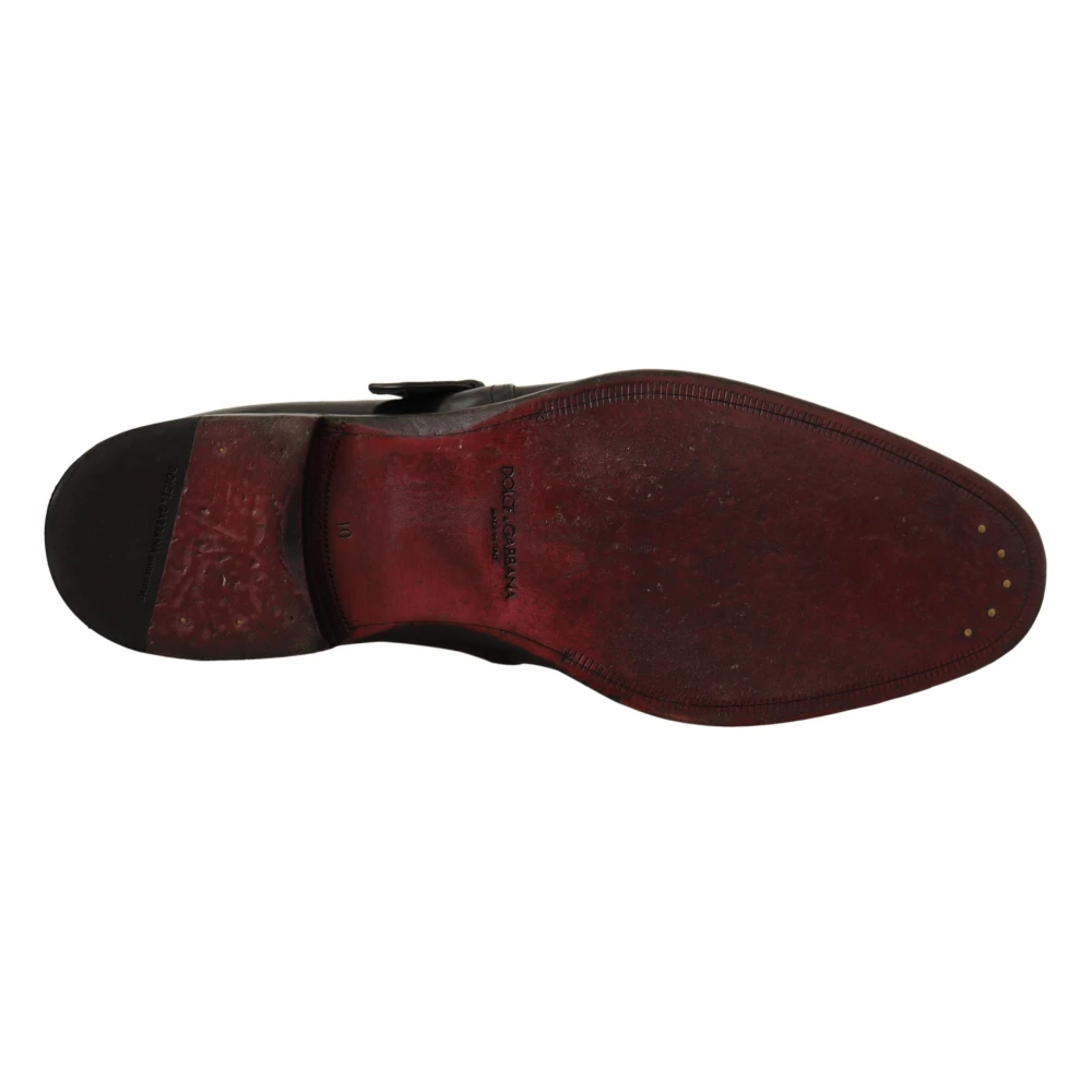 Dolce & Gabbana Vintage Zwarte Leren Monk Strap Schoenen Black Heren