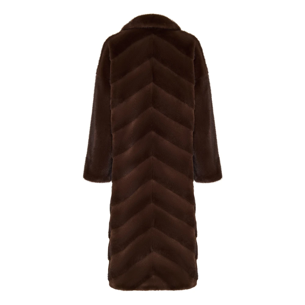 Cesare Gaspari Oversized Faux Fur Coat Bruin Brown Dames