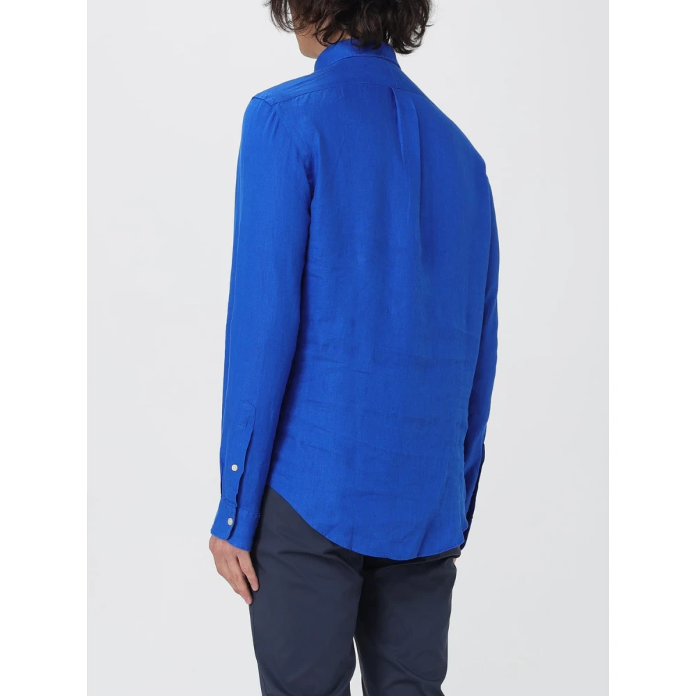 Polo Ralph Lauren Linnen Overhemd Blue Heren
