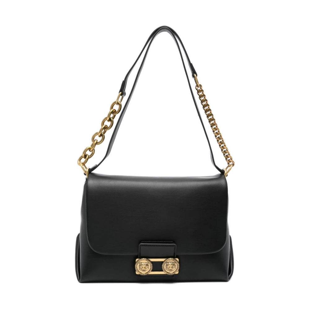 Just Cavalli Zwarte Eco Leren Schoudertas Black Dames
